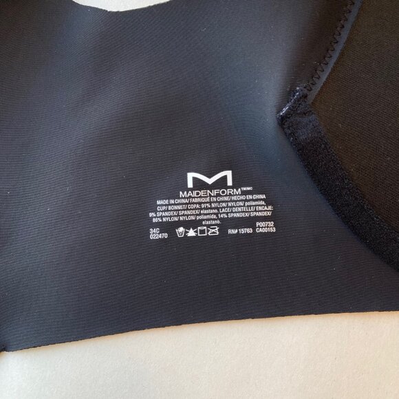Maidenform Push Up Smoothing Underwire Bra 34C Black Jacquard Lace NWT - Picture 8 of 8